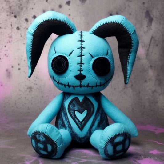 Scary voodoo arctic blue  bunny stuffed animal toy PlushThis