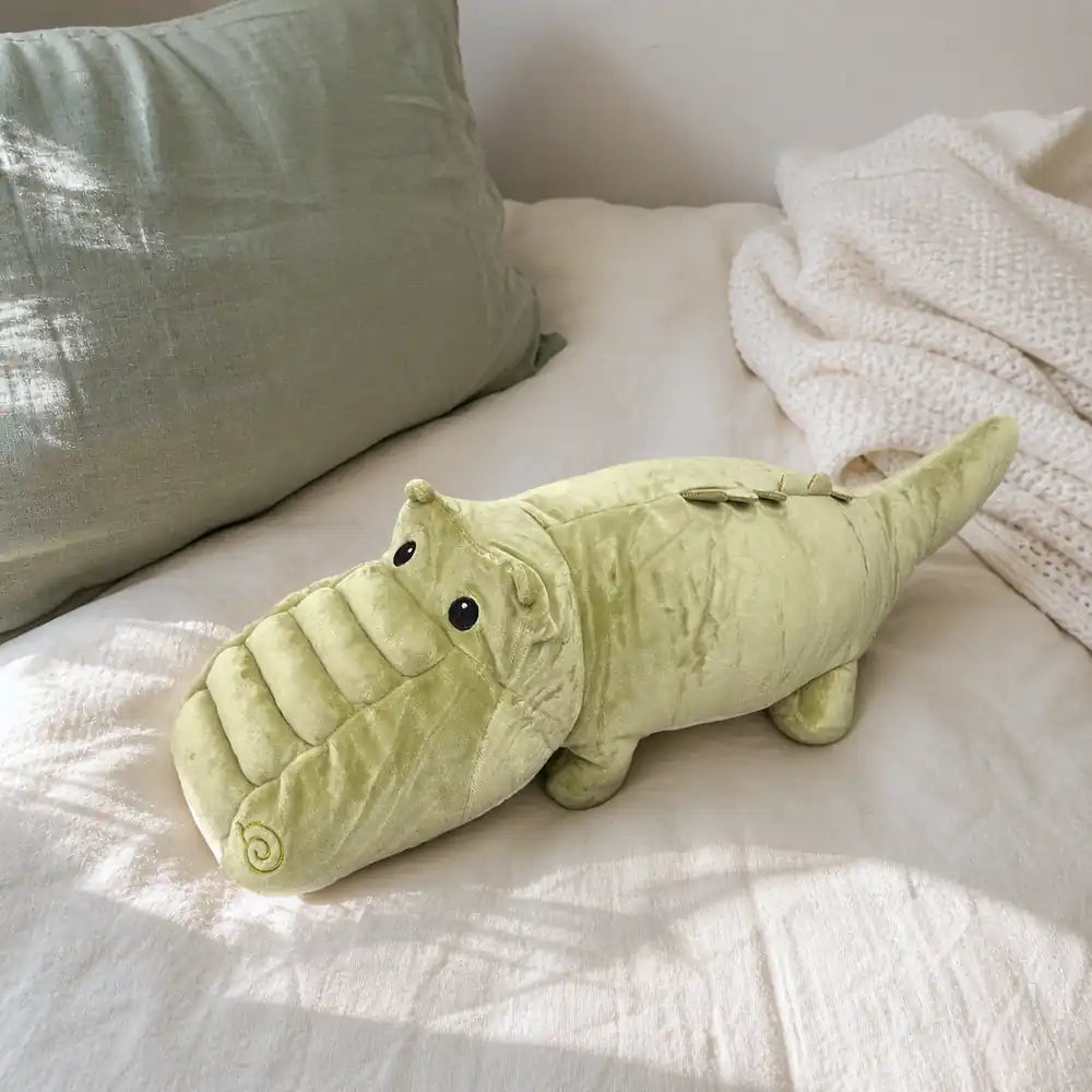 Cute Sleepy Green Crocodile Plush - Cozy Bed