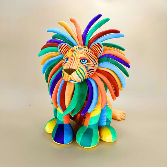 Art Doll Lion Stuffed Animal Vibrant Art