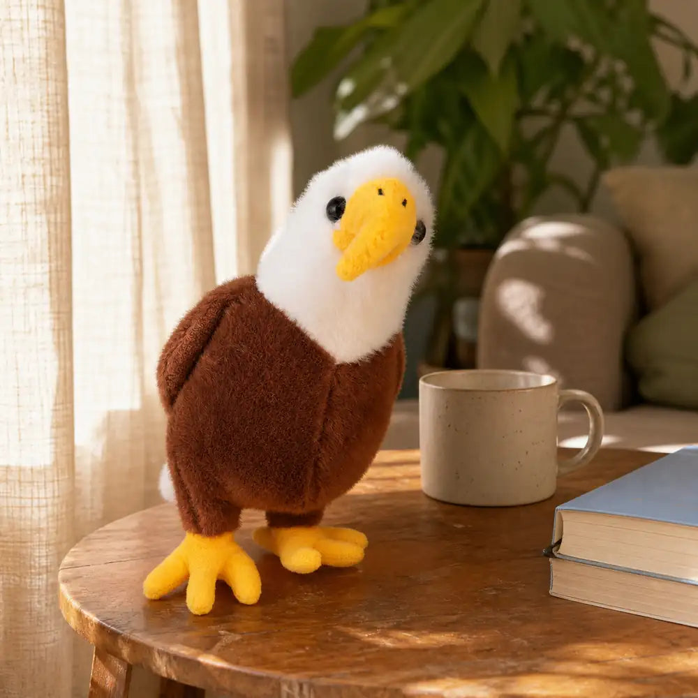 Bald Eagle Plush Toy in Cozy Living Room
