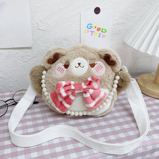 Cute Bear With Bowtie Crossbody Bag