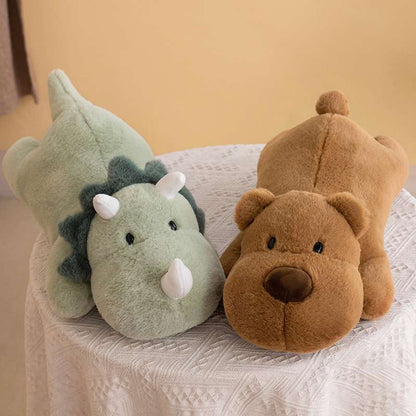 bear plush and dinosaur plush