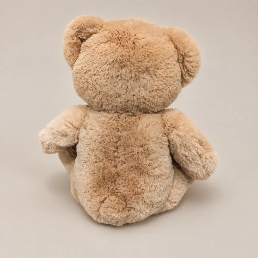 Beige Teddy Bear Stuffed Animal with Red Bow - Back View