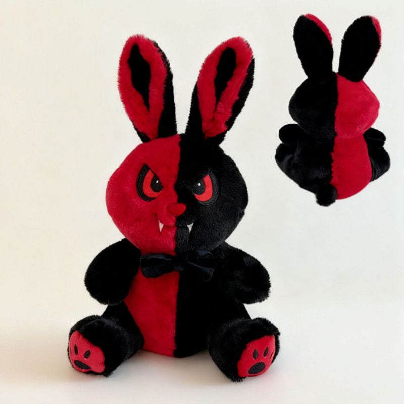 Goth Black and Red Bunny Plush