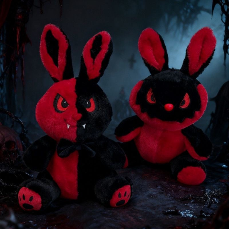 Goth Black and Red Bunny Plush