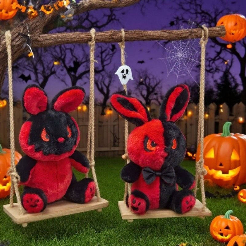 Goth Black and Red Bunny Plush