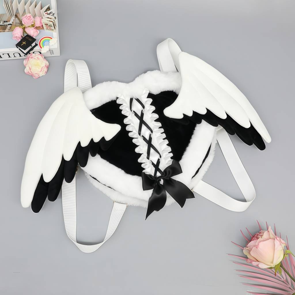 goth Angel wings plush backpack