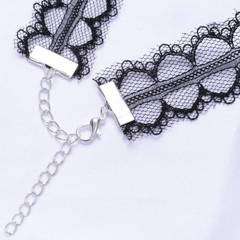 Cute Ribbon Tie Black & White Lace Choker