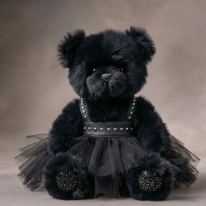 Goth Lace Dress Black Bear Stuffed Animal