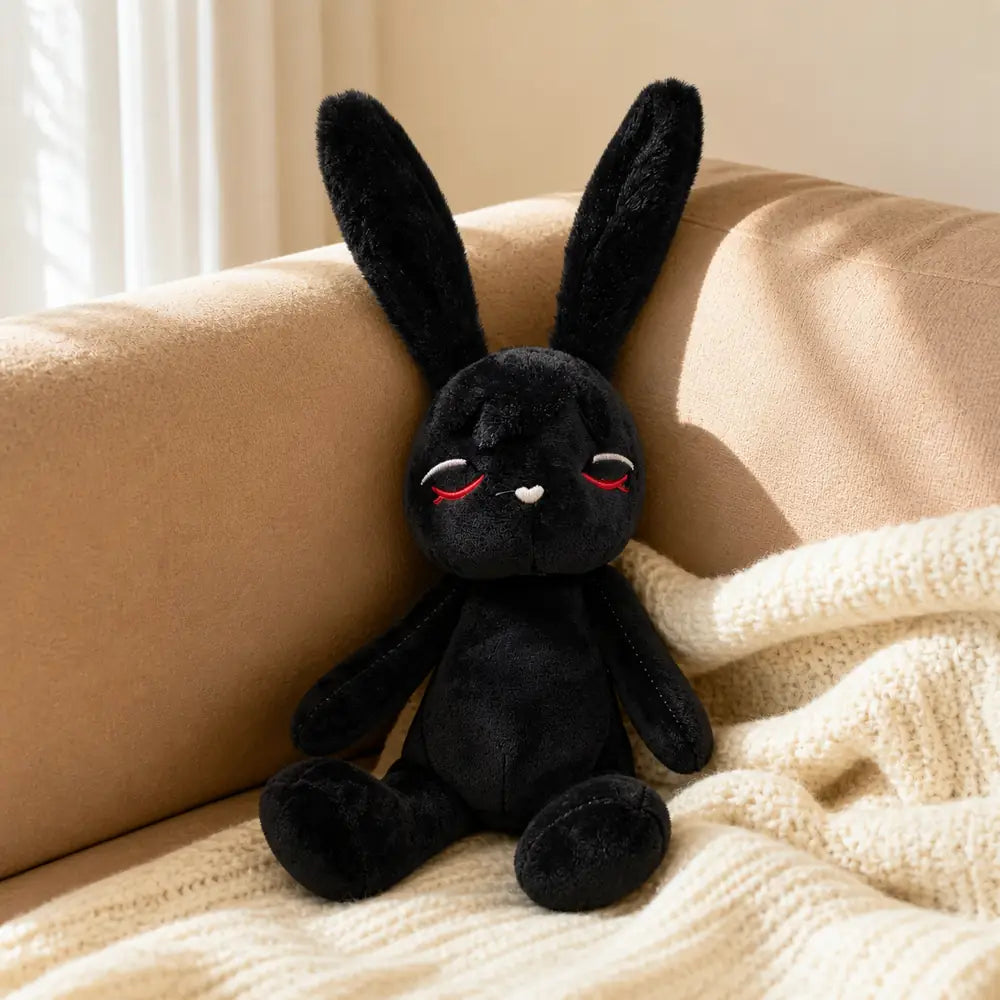 Emo Bunny with Angry Expression Plush on a Cozy Sofa