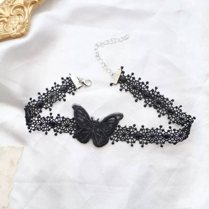 Butterfly Lace Design Black Lace Choker