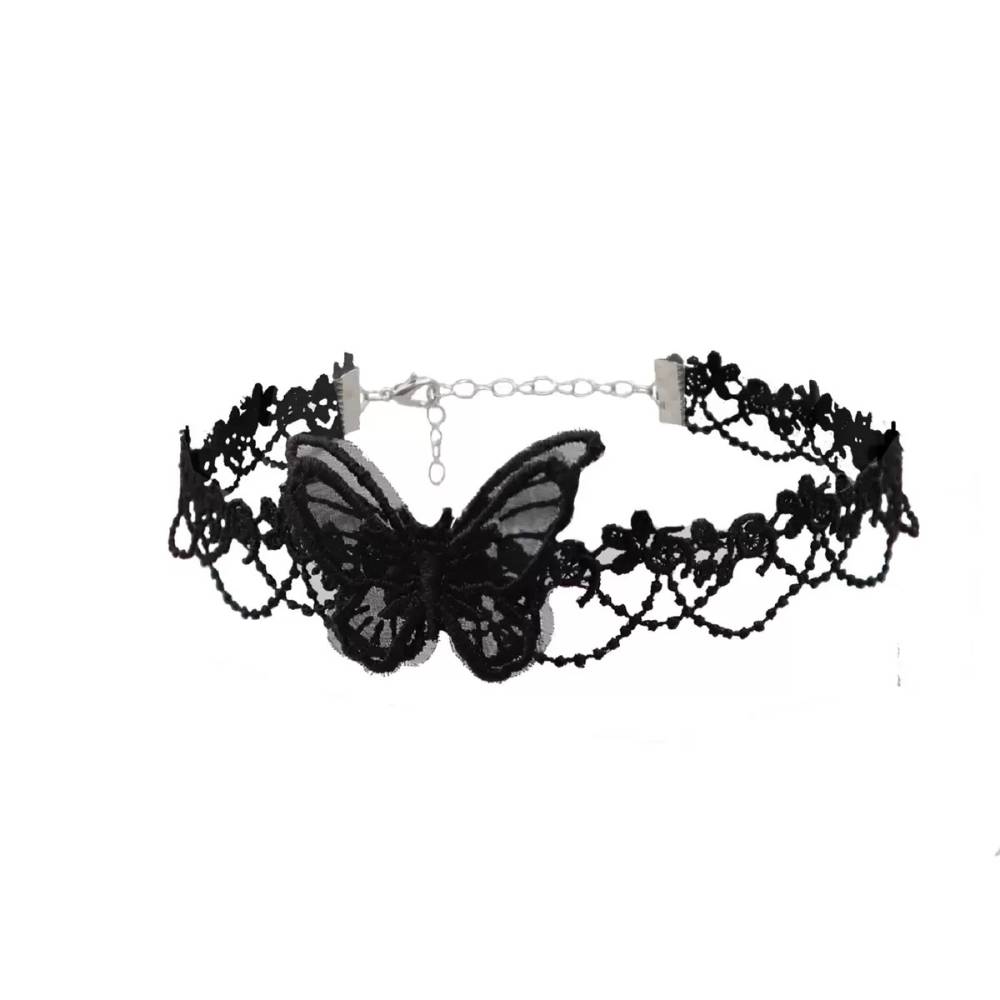 Butterfly Lace Design Black Lace Choker