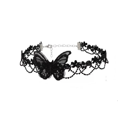 Butterfly Lace Design Black Lace Choker
