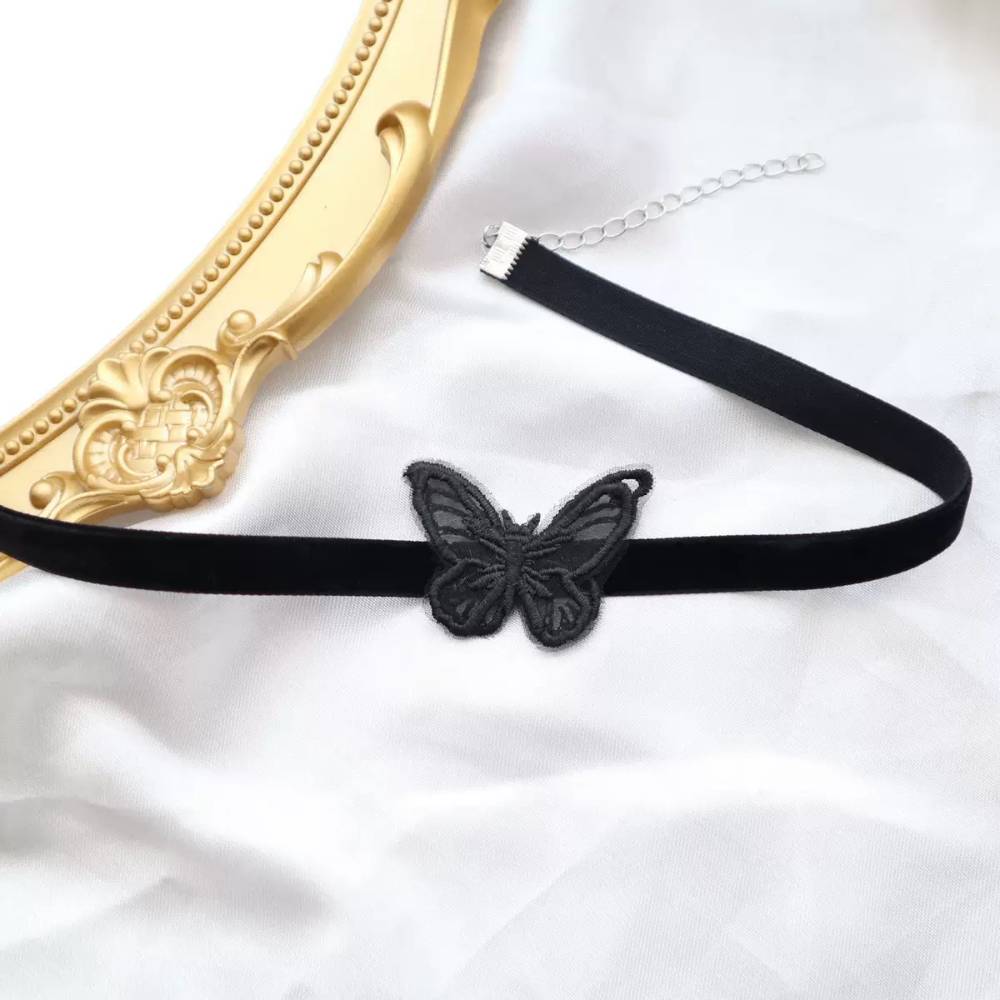 Butterfly Lace Design Black Lace Choker