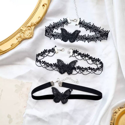 Butterfly Lace Design Black Lace Choker