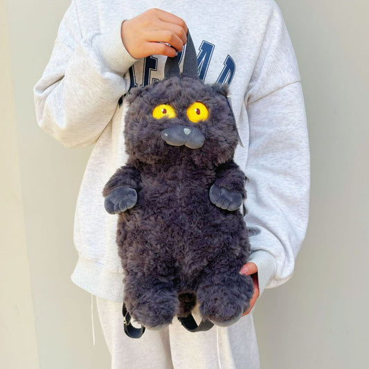 Adorable Black Cat Plush Backpack