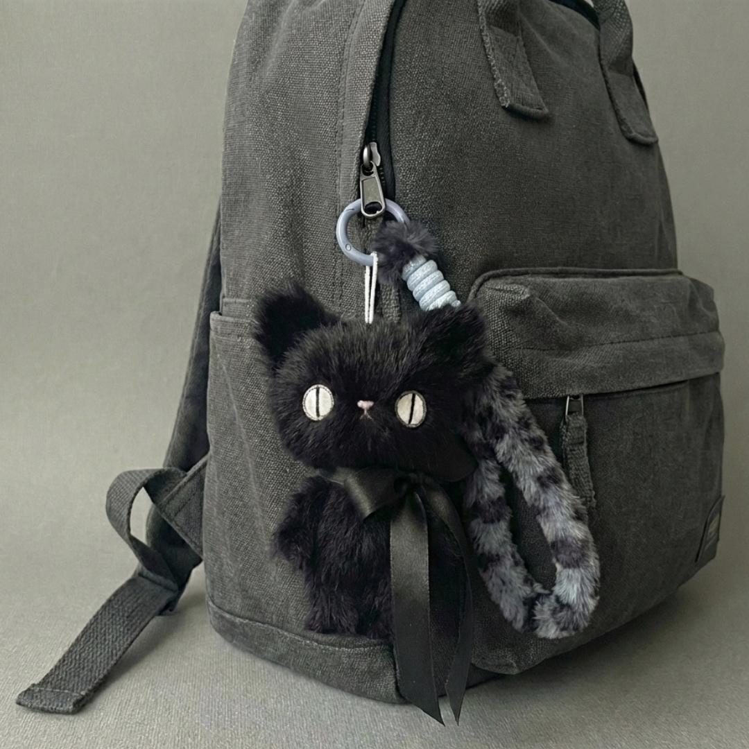Goth Spooky Stare Black Cat Plush