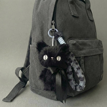 Goth Spooky Stare Black Cat Plush