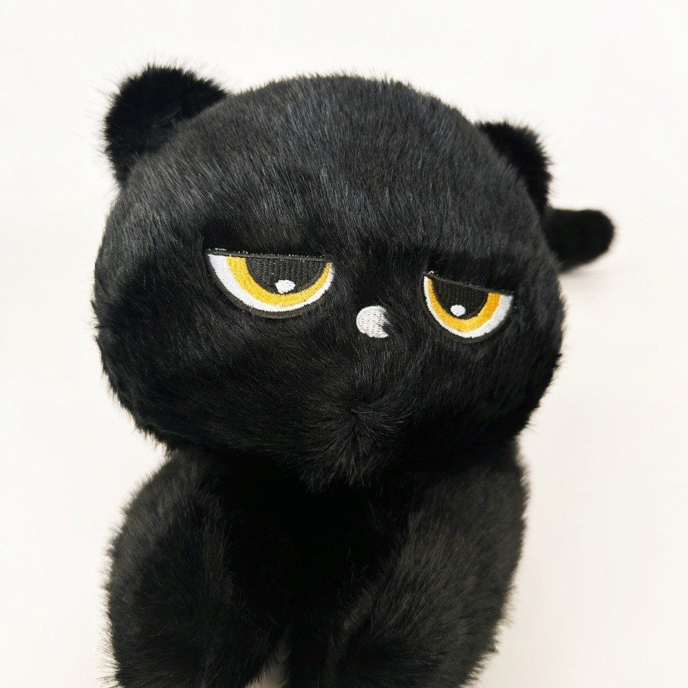 Cute Sleepy Black Cat Plush Pillow