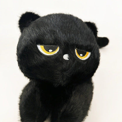 Cute Sleepy Black Cat Plush Pillow