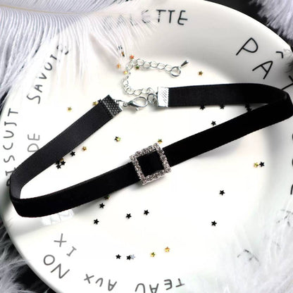 Cute Black Cord Lace Ribbon Choker 