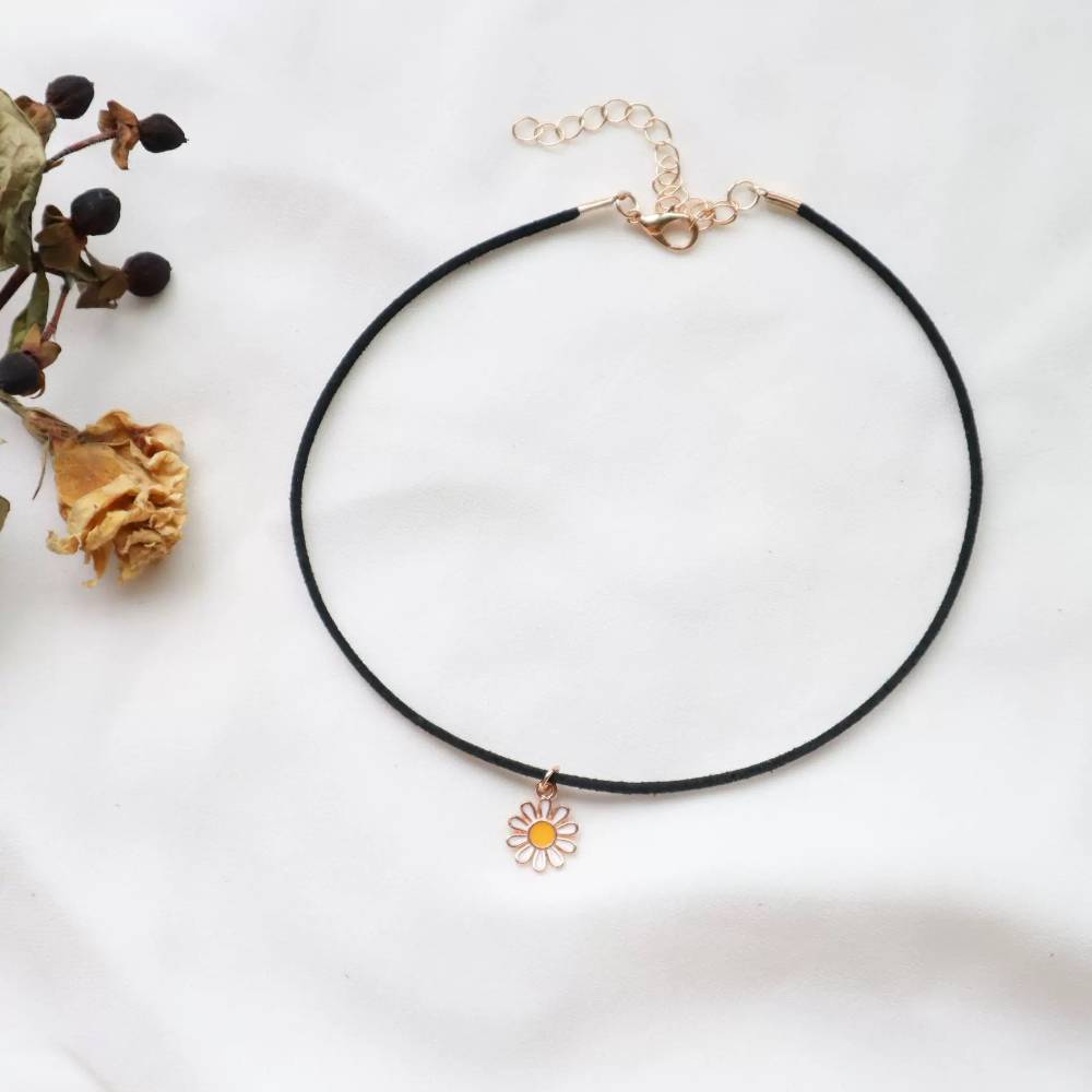 Cute Black Cord Lace Ribbon Choker 