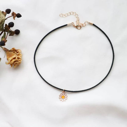 Cute Black Cord Lace Ribbon Choker 