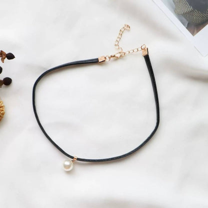 Cute Black Cord Lace Ribbon Choker 