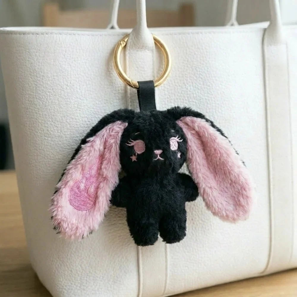 Black Fire Bunny Charm Stuffed Animal