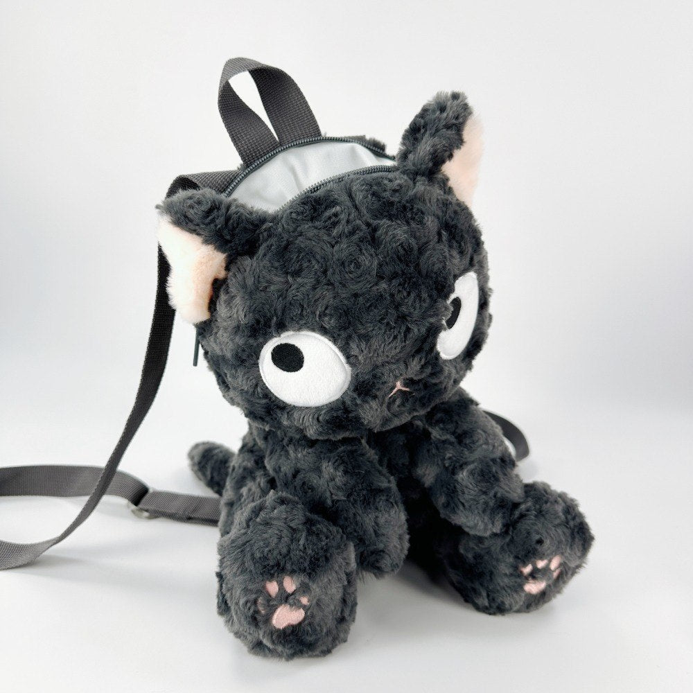 Black Kawaii Cat Plush Backpack