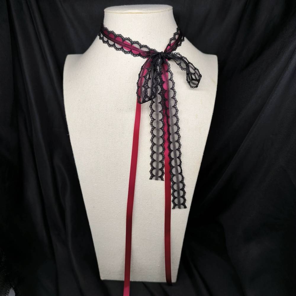 Black and Red Lace Ribbon Choker