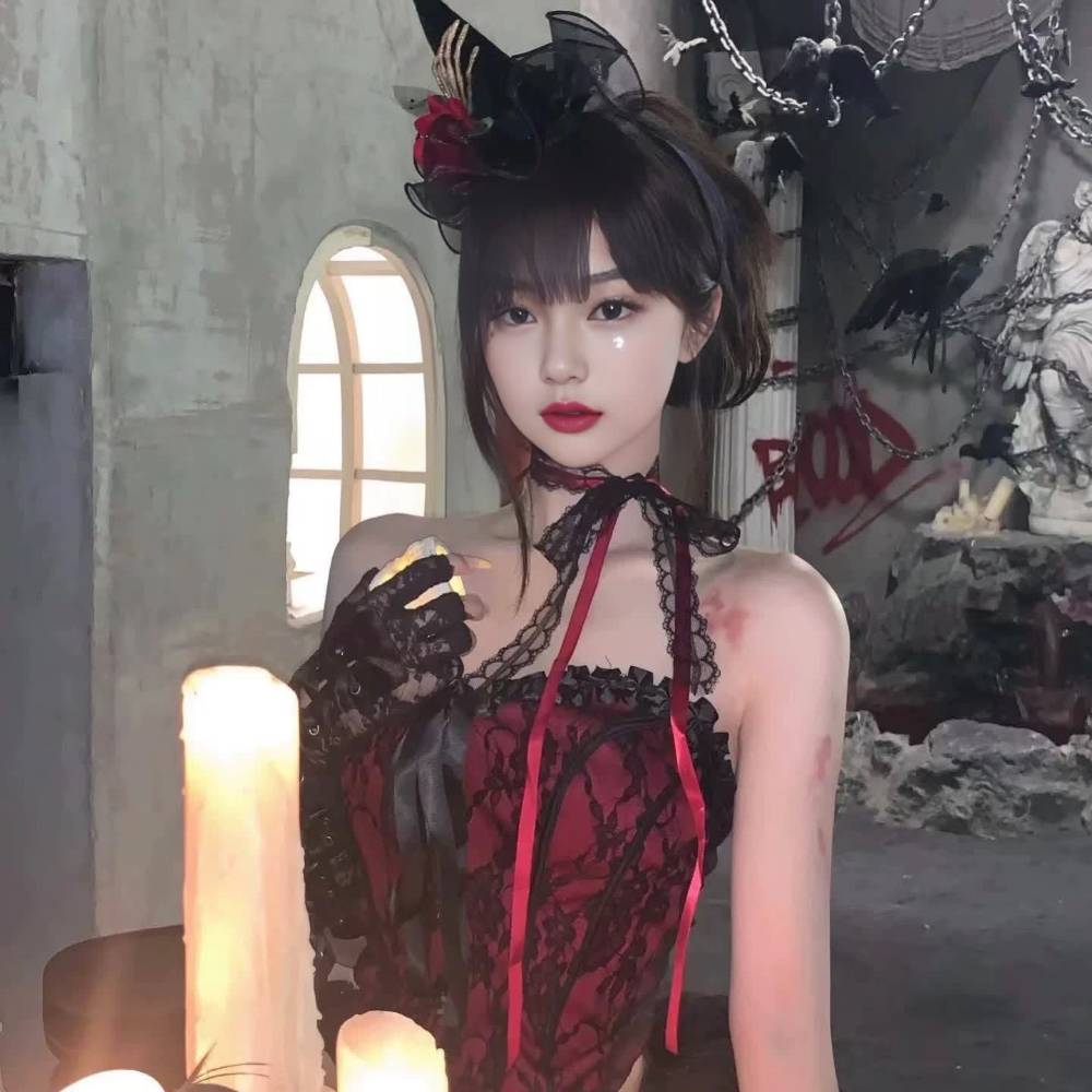 Black and Red Lace Ribbon Choker