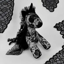 Black unicorn plush lace fabric goth style