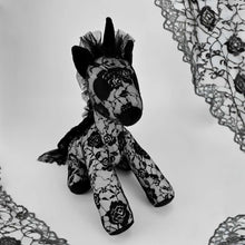 Black unicorn plush lace fabric goth style