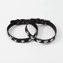 Gothic Metal Design Black Leather Choker