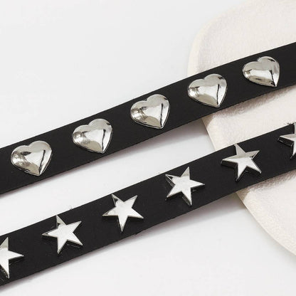 Gothic Metal Design Black Leather Choker