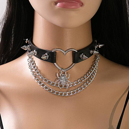 Punk Leather Choker Black