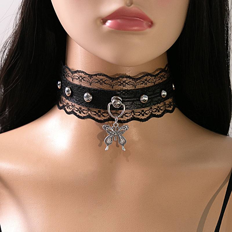 Punk Leather Choker Black