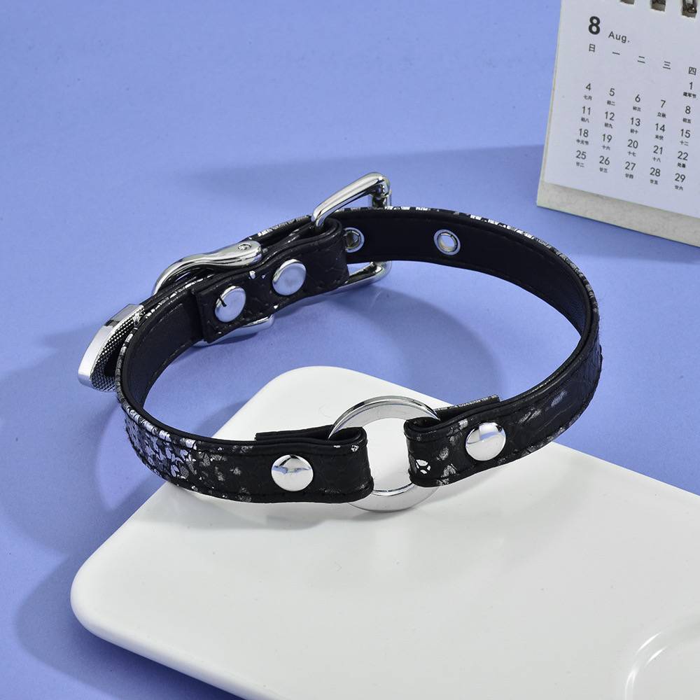 Black O-Ring Punk Stud Leather Choker