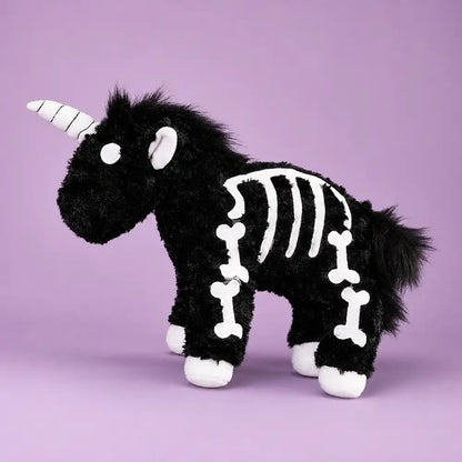 Black Skeleton Unicorn Plush – Studio Side View
