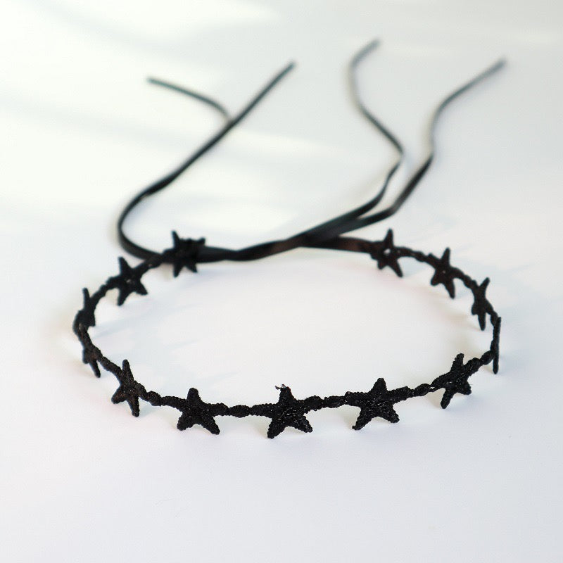 Cute Star Pattern Black Lace Cord Choker