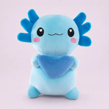 Blue Heart-Holding Axolotl Plush Toy - Studio Front View