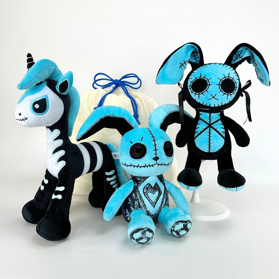 Arctic Blue Voodoo Goth Bunny Plush PlushThis Plushies Stuffed Animals