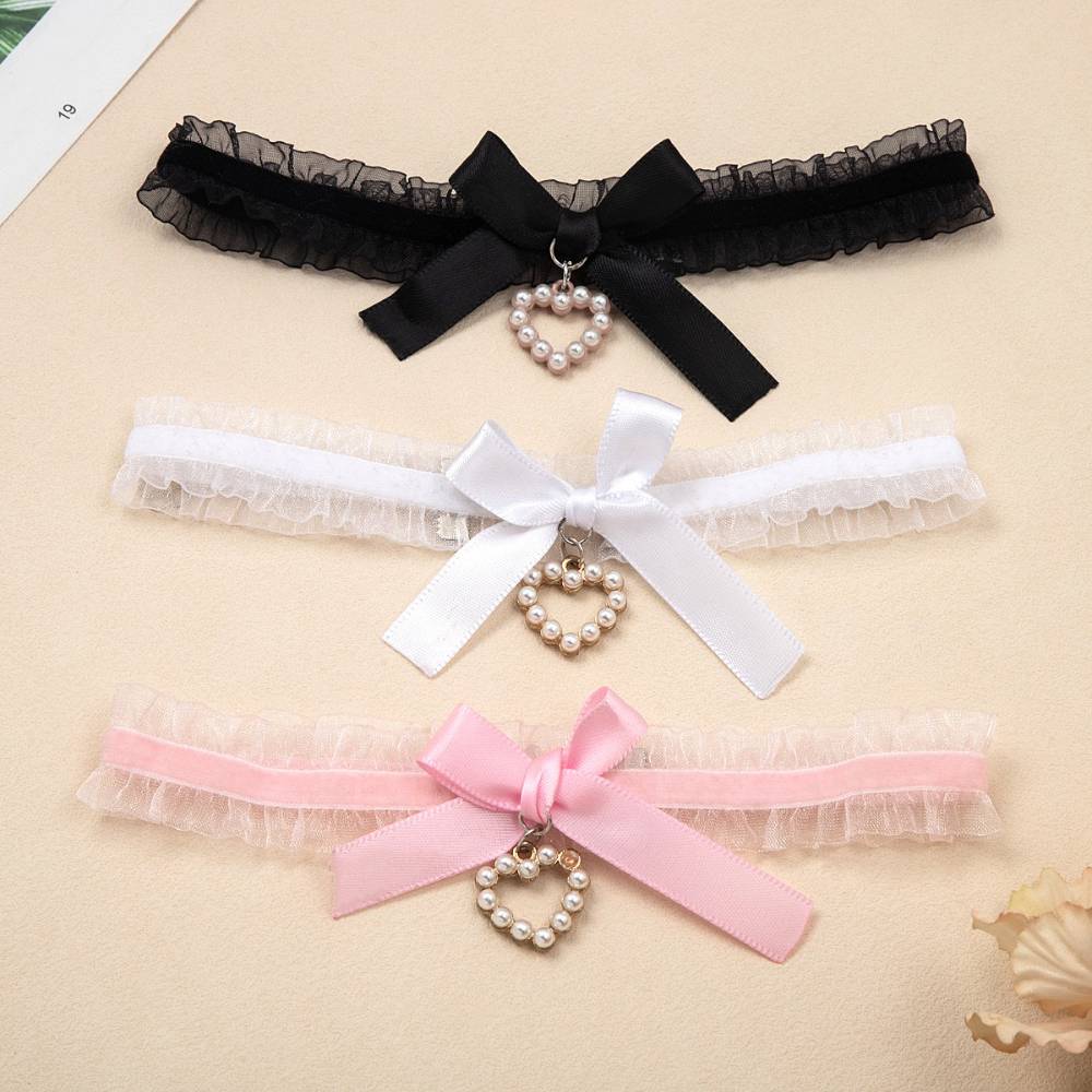 ハートチャームリボン チョーカー レース