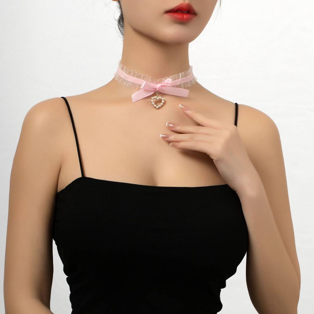 甘いハートリボンチョーカー レース