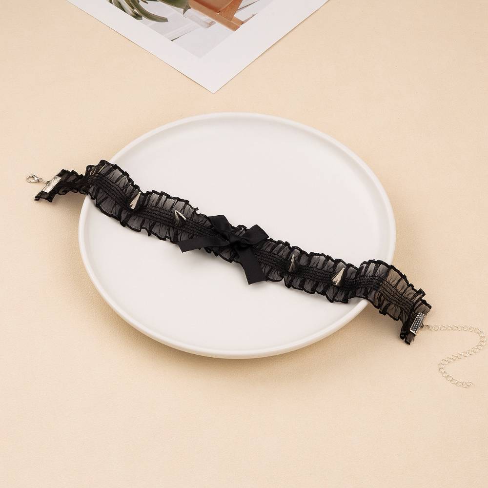 リボンスタッズフリル チョーカー レース