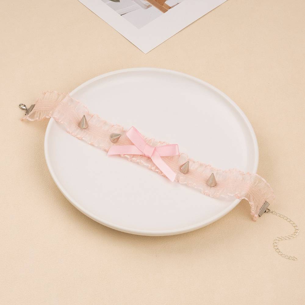 リボンスタッズフリル チョーカー レース