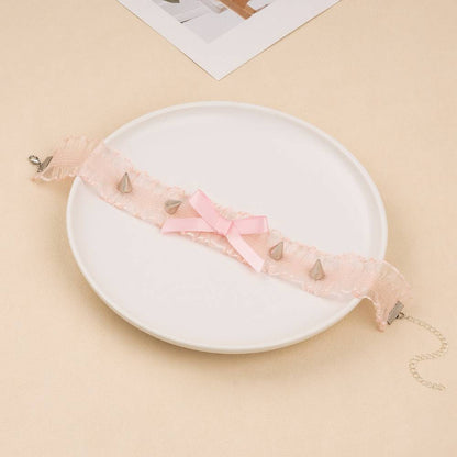 リボンスタッズフリル チョーカー レース