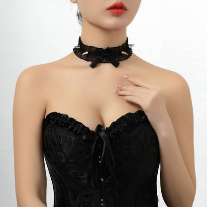 リボンスタッズフリル チョーカー レース