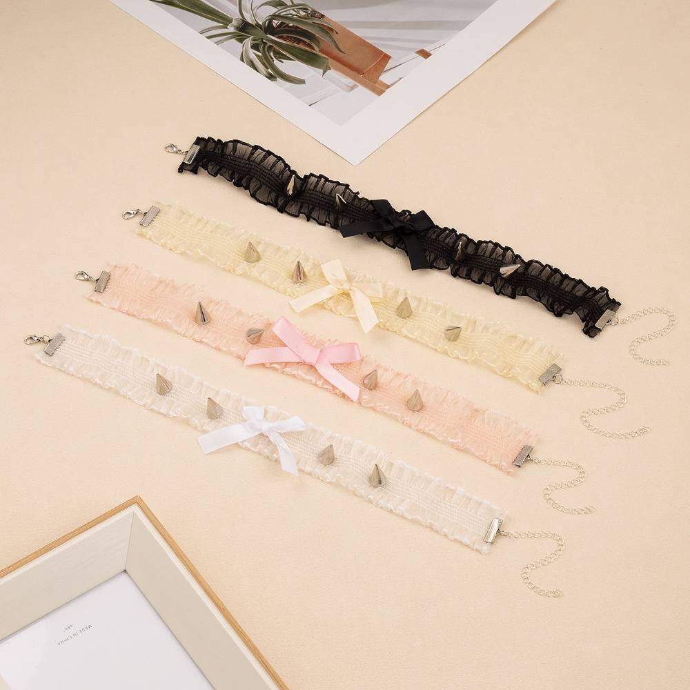 リボンスタッズフリル チョーカー レース